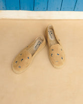 Espadrillas flat in pelle scamosciata con ricami |