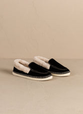 Mocassini Espadrillas<br />in Velluto di Seta con Faux Fur |
