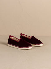 Silk Velvet Flat Espadrilles With Fur |