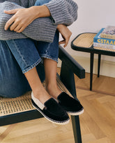 Mocassini Espadrillas<br />in Velluto di Seta con Faux Fur |