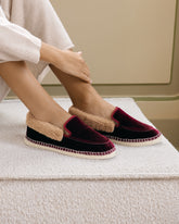 Mocassini Espadrillas<br />in Velluto di Seta con Faux Fur |