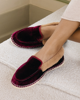 Mocassini Espadrillas<br />in Velluto di Seta con Faux Fur |