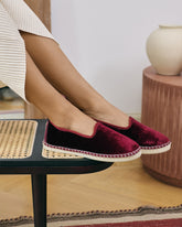 Silk Velvet Flat Espadrilles With Fur |