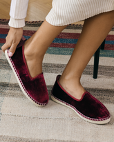 Silk Velvet Flat Espadrilles With Fur |