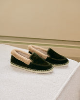 Mocassini Espadrillas<br />in Velluto di Seta con Faux Fur |