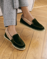 Mocassini Espadrillas<br />in Velluto di Seta con Faux Fur |