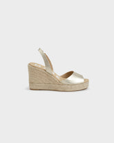 Metallic Leather Slingback Wedge Espadrilles |