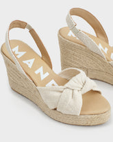 Recycled Cotton Mini Bouclé Wedge Espadrilles With Knot |