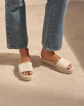 Coarse Woven Canvas<br />Double Sole Slides - Women’s Sandals | 