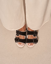 Suede With Faux Fur Nordic Sandals |