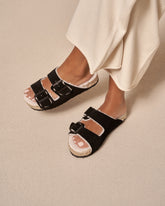 Suede With Faux Fur Nordic Sandals |