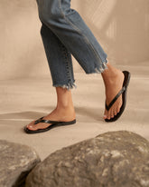 Tania Croco Embossed<br />Leather Sandals |