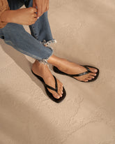 Tania Croco Embossed<br />Leather Sandals |