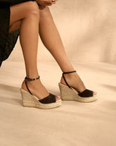 Viky Soft Suede Open Toe<br />Wedge Espadrilles | 