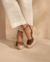 Viky Soft Suede Open Toe<br />Wedge Espadrilles |