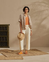 Washed Linen Havana Camp-Collar Shirt |