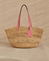 Weaving Raffia and Leather Basket Bag |