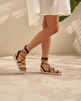 Suede & Jute Lace-Up Sandals |