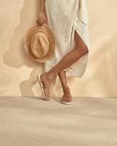 Suede & Jute Lace-Up Sandals |
