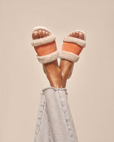 Suede With Faux Fur Flat Sandals |