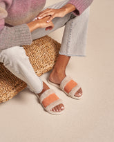 Suede With Faux Fur Flat Sandals |