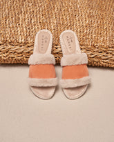 Suede With Faux Fur Flat Sandals |