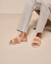 Suede With Faux Fur Flat Sandals |