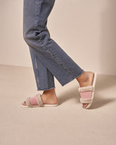 Suede With Faux Fur Flat Sandals |
