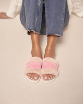 Suede With Faux Fur Flat Sandals |