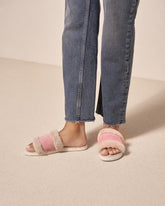 Suede With Faux Fur Flat Sandals |
