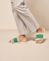 Suede With Faux Fur Flat Sandals |