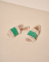 Suede With Faux Fur Flat Sandals |