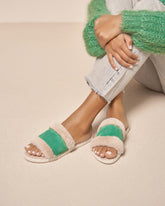 Suede With Faux Fur Flat Sandals |