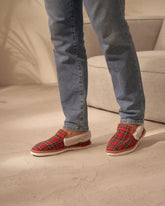 Espadrillas Mocassini Tartan in Lana E Pelliccia Sintetica |
