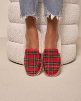 Wool Tartan With Faux Fur Loafers Espadrilles |