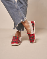 Wool Tartan With Faux Fur Loafers Espadrilles |