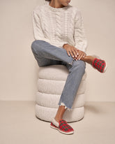 Wool Tartan With Faux Fur Loafers Espadrilles |