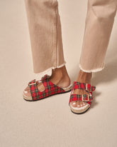 Wool Tartan With Faux Fur Nordic Sandals |