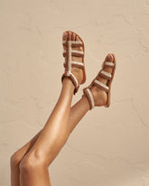 Raffia Stripes & Leather<br />Gladiator Sandals - Women’s Sandals | 