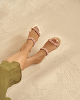 Crystal Embellished Two Bands<br />Leather Sandals |