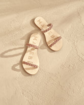 Crystal Embellished Two Bands<br />Leather Sandals |