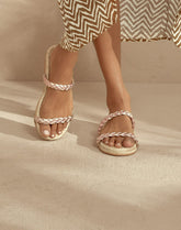 Leather and Jute Two Bands Sandals |