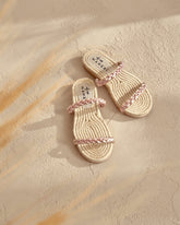 Leather and Jute Two Bands Sandals |