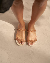 Leather and Jute Two Bands Sandals |
