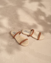 Leather and Jute Two Bands Sandals |
