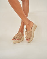 Soft Suede Platforms With Knot - Wedge Espadrilles | 
