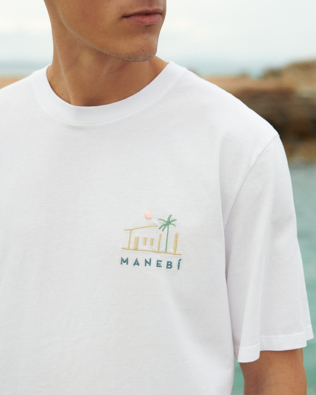 Jersey L. A. T-Shirt - Embroidered - Off White and Multicolor House Embroidery