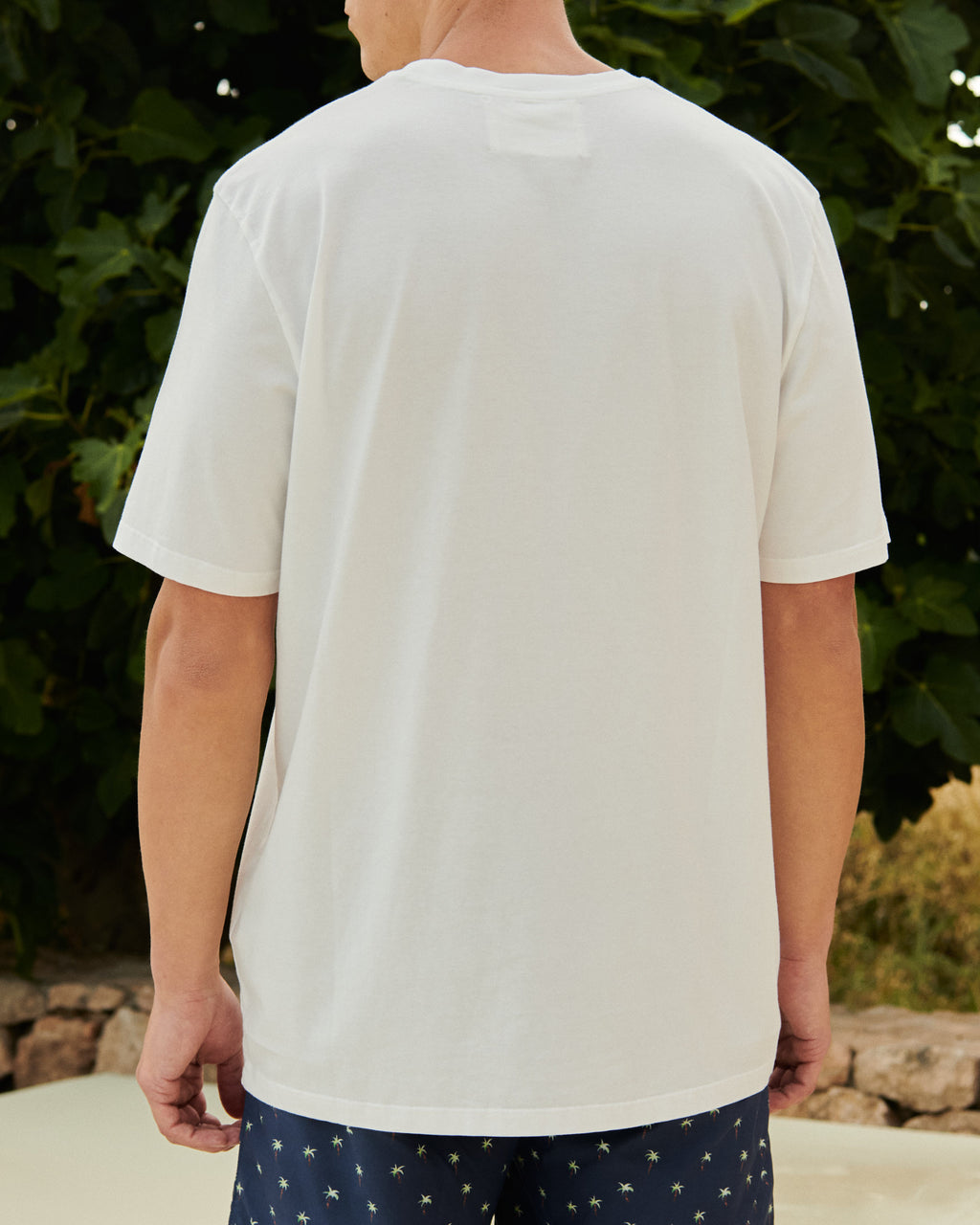 Jersey L. A. T-Shirt - Embroidered - Off White Sand Palms And Logo Embroidery