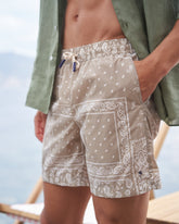 Printed Bandana Patchwork Swim Shorts | 