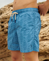 Printed Ikat With Palm Swim Shorts - Beachwear Collection | 